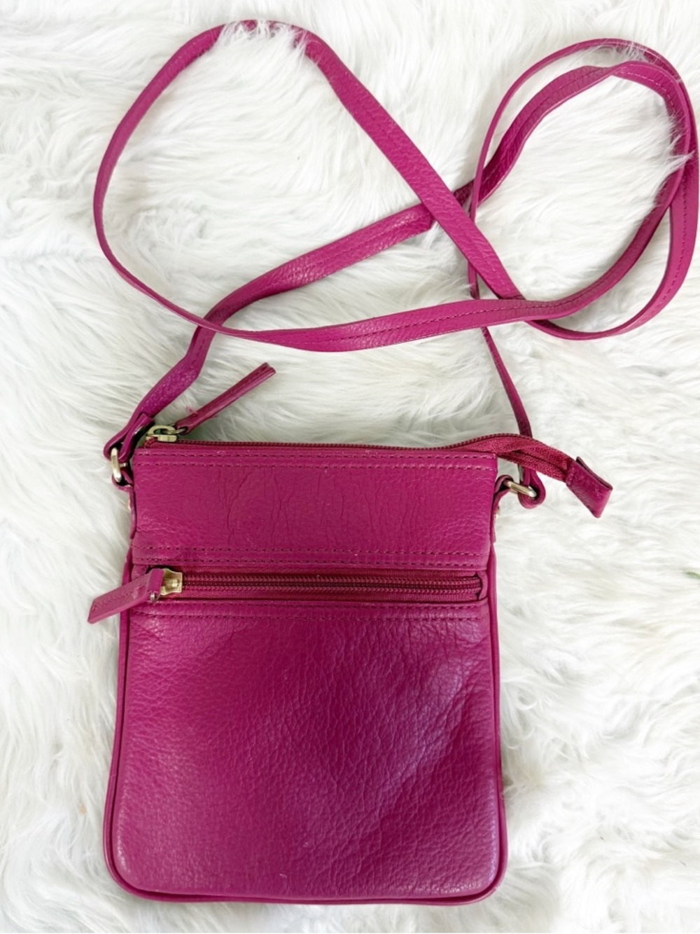 Talbots Pink Leather Crossbody Bag Gold Hardware Compact Purse